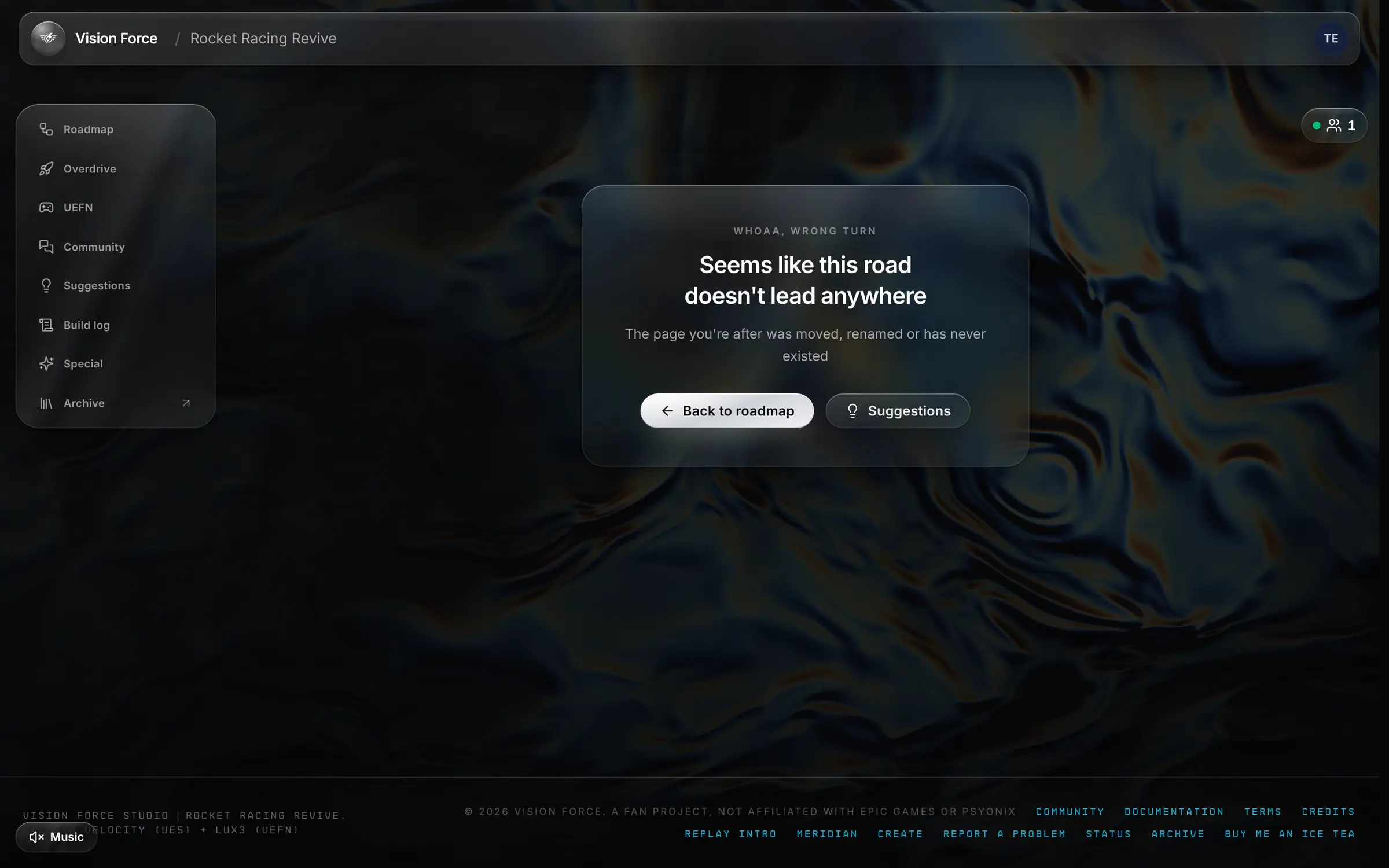 The new 404 page inside the roadmap
