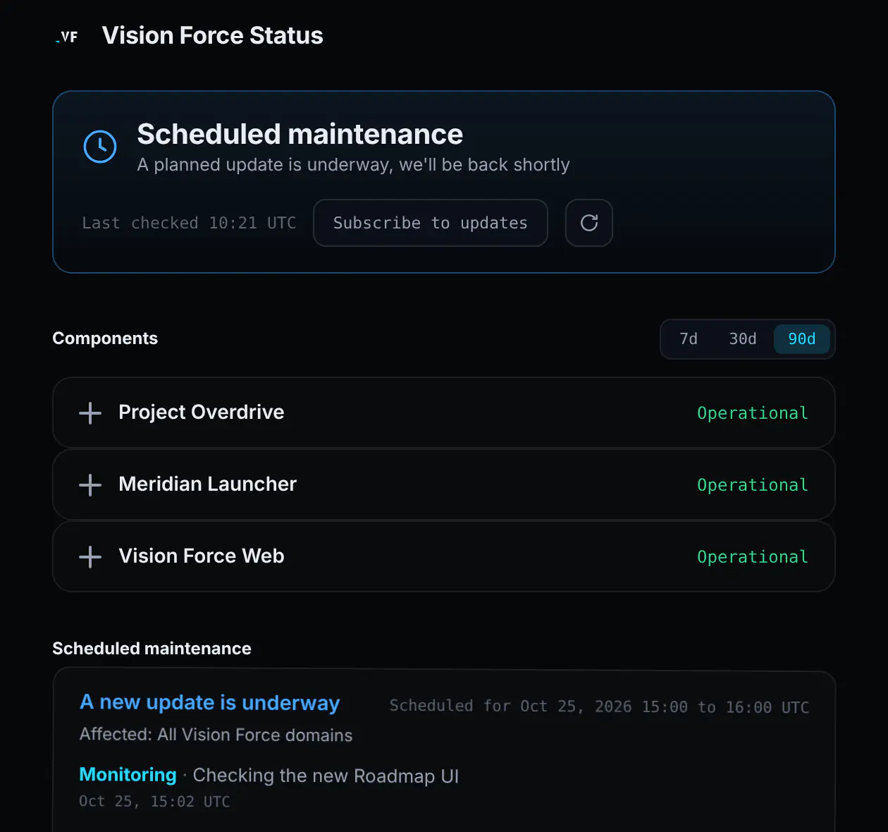 The status page