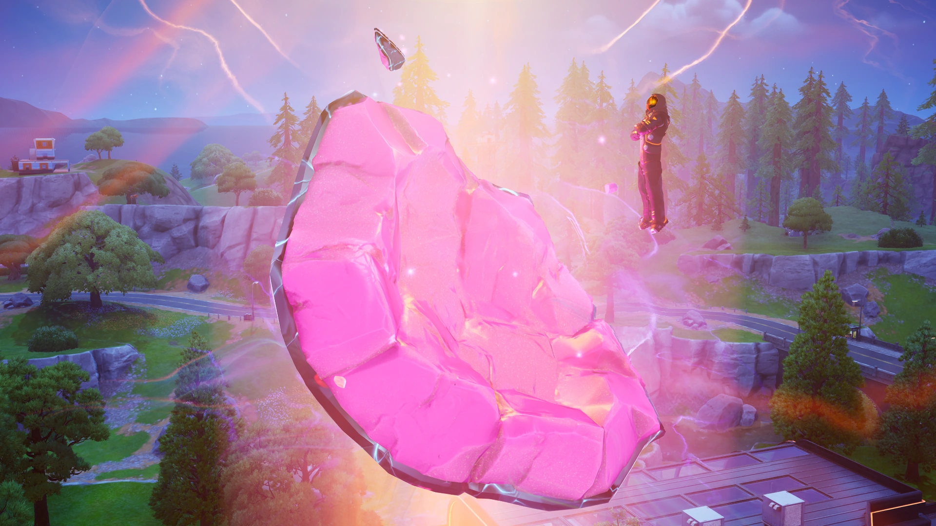 A Zero Point Shard, a huge tilted slab of pale crystal embedded in the island